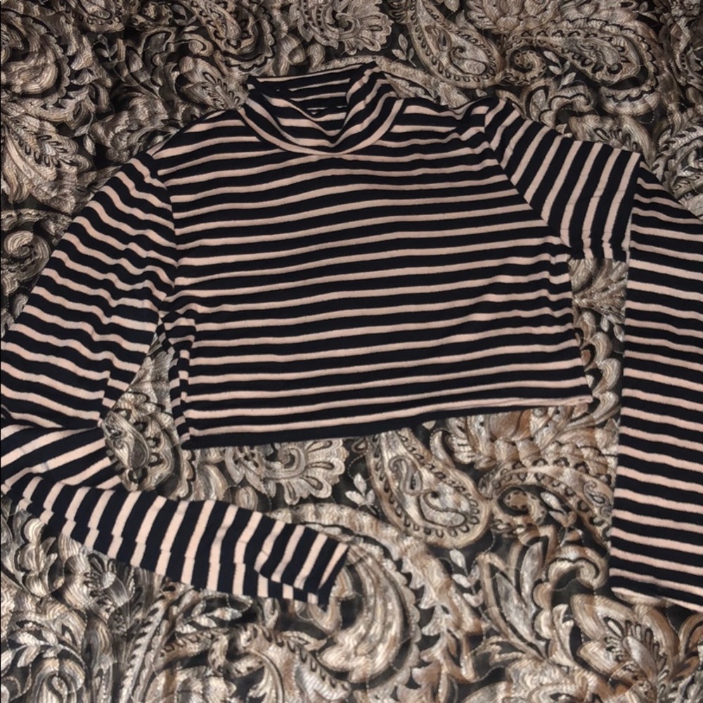 Black&Tan Stripes crop top sweater